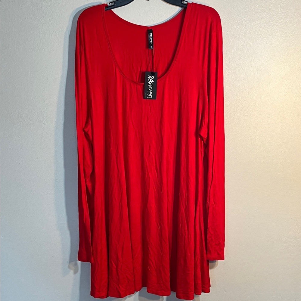 24Seven Red Long Sleeve Women's Top